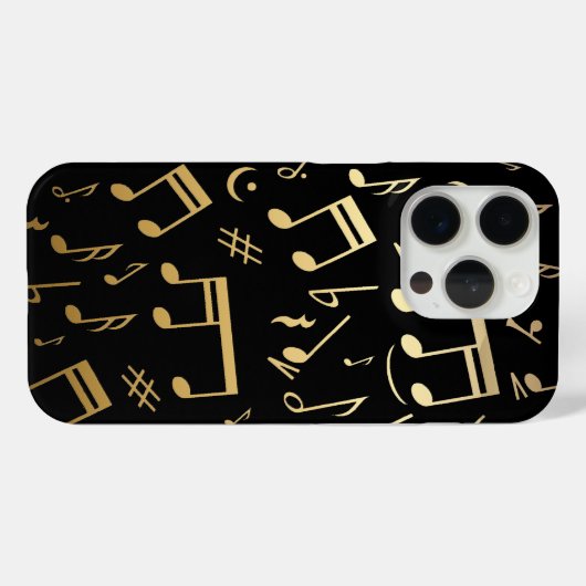 Golden musical notes op zwarte achtergrond Case-Mate iPhone case (Achterkant (horizontaal))