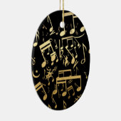 Golden musical notes op zwarte achtergrond keramisch ornament (Rechts)