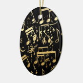 Golden musical notes op zwarte achtergrond keramisch ornament (Links)