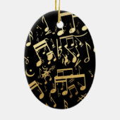 Golden musical notes op zwarte achtergrond keramisch ornament (Achterkant)