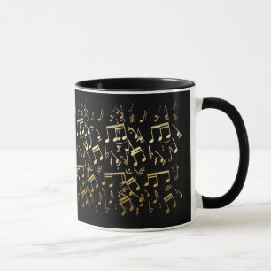 Golden musical notes op zwarte achtergrond mok