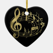 Golden muzieknoten in ovale vorm keramisch ornament (Voorkant)