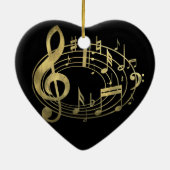 Golden muzieknoten in ovale vorm keramisch ornament (Achterkant)