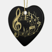 Golden muzieknoten in ovale vorm keramisch ornament (Links)