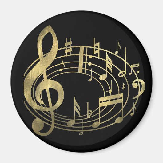 Golden muzieknoten in ovale vorm magneet (Voorkant)