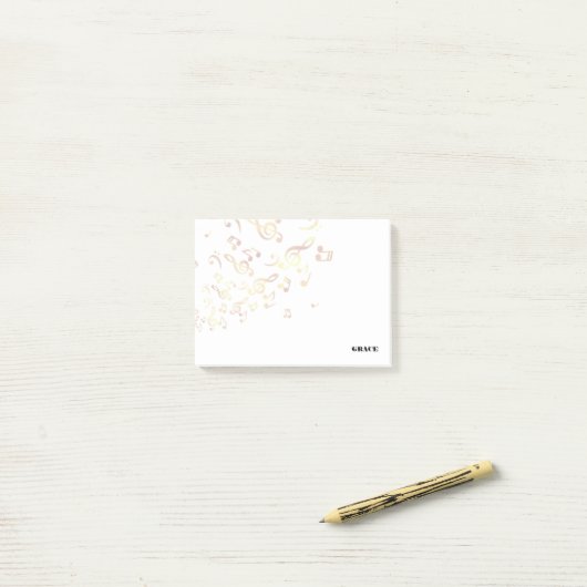 Golden Muzieknoten Post-it® Notes (Op bureau)