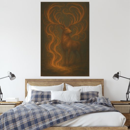 Golden Mystic Deer – Fine Art Collection   Canvas Afdruk (Insitu (Slaapkamer))