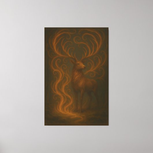 Golden Mystic Deer – Fine Art Collection   Canvas Afdruk (Voorkant)