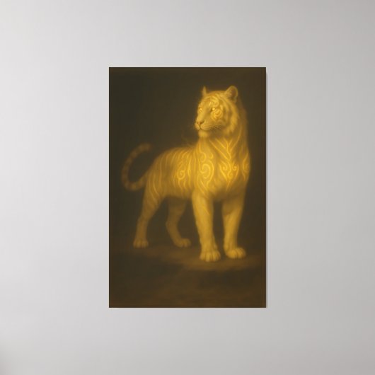 Golden Mystic Tiger – Fantasy Art Painting Canvas Afdruk (Voorkant)