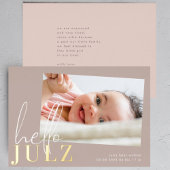 Golden Name Hallo Foto Baby Birth Announement Folie Uitnodiging