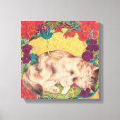  Golden Nap: Feline Serenity in Bloom Canvas Afdruk (Voorkant)
