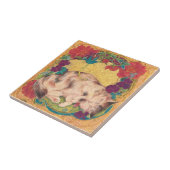  Golden Nap: Feline Serenity in Bloom Tegeltje (Zijkant)