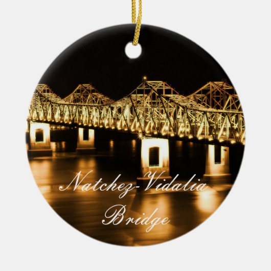 Golden Natchez-Vidalia Bridge-kerstversiering Keramisch Ornament (Voorkant)