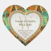 Golden Natuur Groene Oranje Monogrammen Stickers (Voorkant)