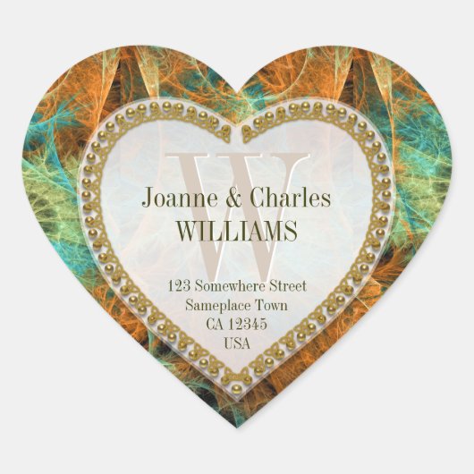 Golden Natuur Groene Oranje Monogrammen Stickers (Voorkant)