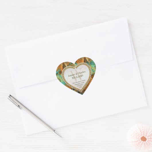 Golden Natuur Groene Oranje Monogrammen Stickers (Envelop)