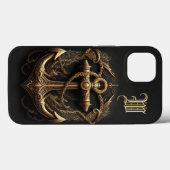 Golden Nautical Anchor Monogram Case-Mate iPhone Case (Achterkant (horizontaal))