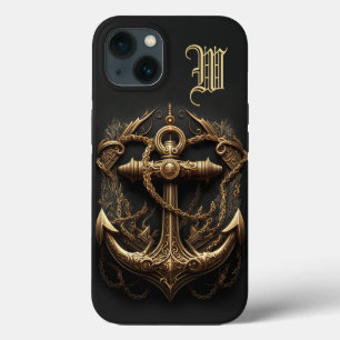 Golden Nautical Anchor Monogram Case-Mate iPhone Case
