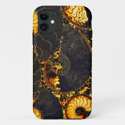 Golden Nautilus zwart goud fossiel abstract ontwer Case-Mate iPhone Case (Achterkant)