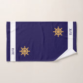 Golden nautisch wiel op blauw van de marine bad handdoek (Handdoek)