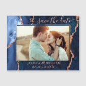 Golden Navy Blue Agate Save the Date Magnetic Card (Voorkant)