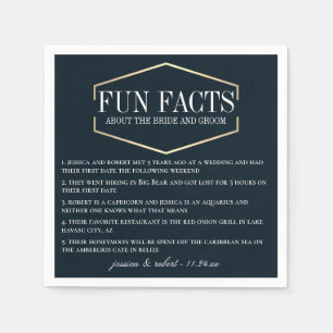 Golden Navy Blue Fun Facts gepersonaliseerd Servet