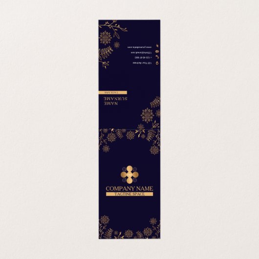 Golden Navy Folder Visitekaartje (Buitenkant ongevouwen)