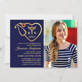 Golden Navy Modern Nursing School Graduparty Kaart