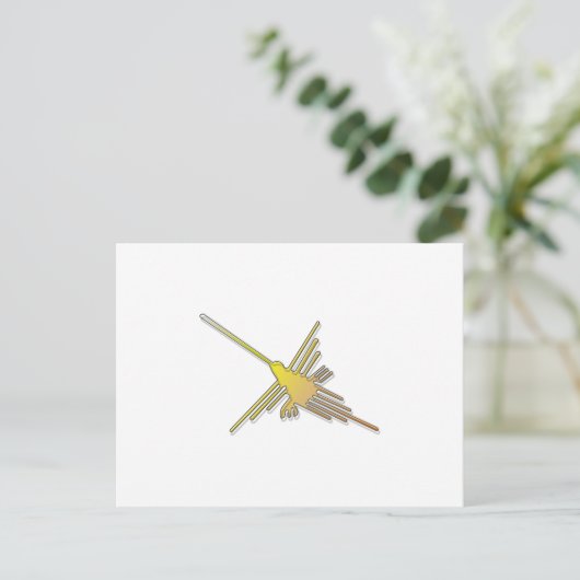 Golden Nazca Lines Hummingbird Briefkaart (Staand voorkant)