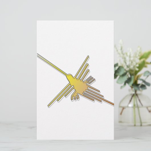 Golden Nazca Lines Hummingbird Briefpapier (Staand voorkant)