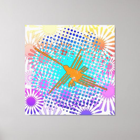 Golden Nazca Lines Hummingbird Canvas Afdruk (Voorkant)