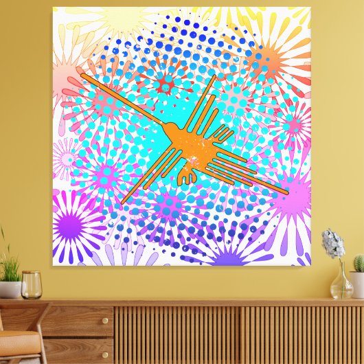 Golden Nazca Lines Hummingbird Canvas Afdruk (Insitu (Woonkamer))