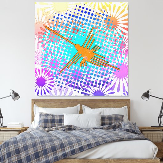 Golden Nazca Lines Hummingbird Canvas Afdruk (Insitu (Slaapkamer))