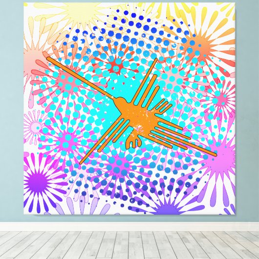 Golden Nazca Lines Hummingbird Canvas Afdruk (Insitu (Houten vloer))