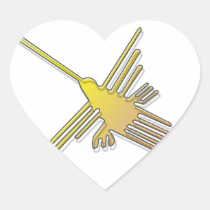 Golden Nazca Lines Hummingbird Hart Sticker