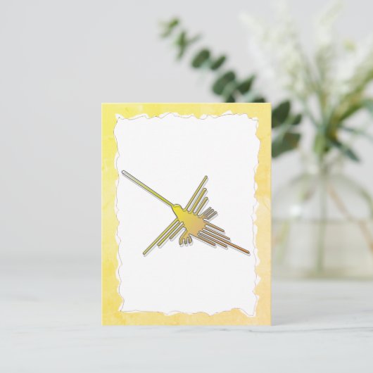 Golden Nazca Lines Hummingbird Old Torn Paper Briefkaart (Staand voorkant)