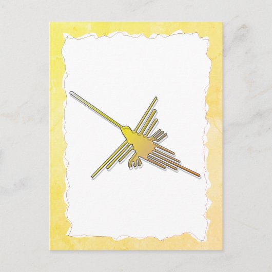 Golden Nazca Lines Hummingbird Old Torn Paper Briefkaart (Voorkant)