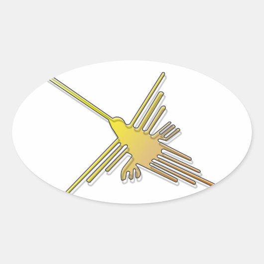 Golden Nazca Lines Hummingbird Ovale Sticker (Voorkant)