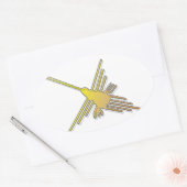 Golden Nazca Lines Hummingbird Ovale Sticker (Envelop)