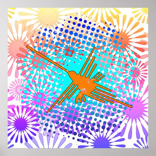 Golden Nazca Lines Hummingbird Poster (Voorkant)