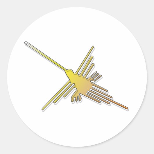 Golden Nazca Lines Hummingbird Ronde Sticker (Voorkant)