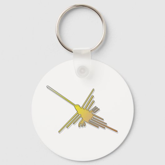 Golden Nazca Lines Hummingbird Sleutelhanger (Voorkant)