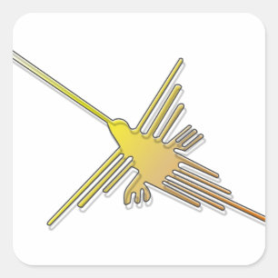 Golden Nazca Lines Hummingbird Vierkante Sticker