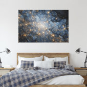Golden Nebula Sparkles Midnight Blue Cosmos Canvas Afdruk (Insitu (Slaapkamer))