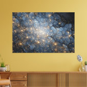 Golden Nebula Sparkles Midnight Blue Cosmos Canvas Afdruk (Insitu (Woonkamer))