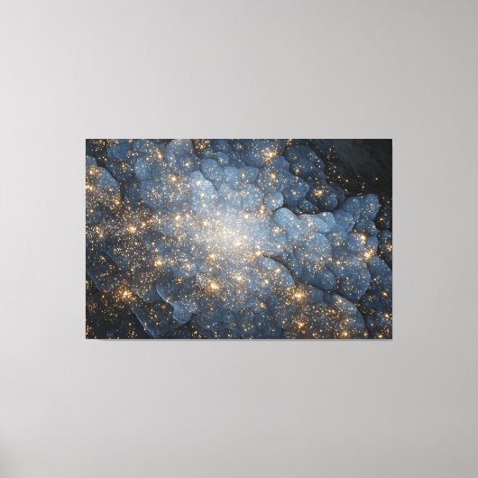 Golden Nebula Sparkles Midnight Blue Cosmos Canvas Afdruk (Voorkant)