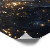 Golden Nebula Sparkles Midnight Blue Cosmos Poster (Hoek)