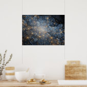 Golden Nebula Sparkles Midnight Blue Cosmos Poster (Keuken)