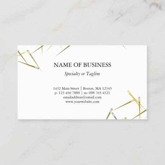 Golden Needles | Elegant Mode Designer Visitekaartje (Achterkant)