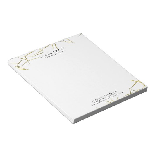 Golden Needles White | Elegant Mode Designer Notitieblok (Schuin)